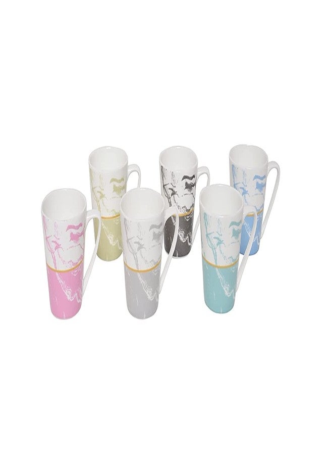 Saaikee طقم أكواب شاي وقهوة من الخزف الصيني الفاخر من سايكي، 6 قطع، طقم أكواب شاي متعدد الألوان من 6 قطع | طقم أكواب شاي وقهوة | طقم أكواب قهوة من 6 قطع للمطبخ وطاولة الطعام (160 مل) - Image 2